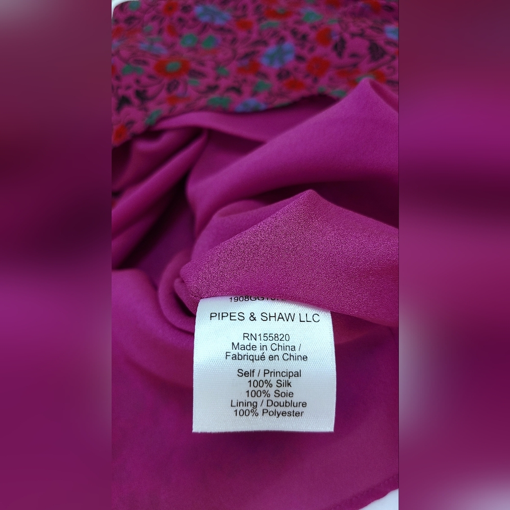 NWOT Rare Silk Deep V-Neck Purple Floral Dress - Picture 4 of 8